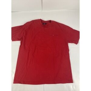 Vintage Tommy Hilfiger Spell Out Logo T Shirt Size Large Red‎ Short Sleeve